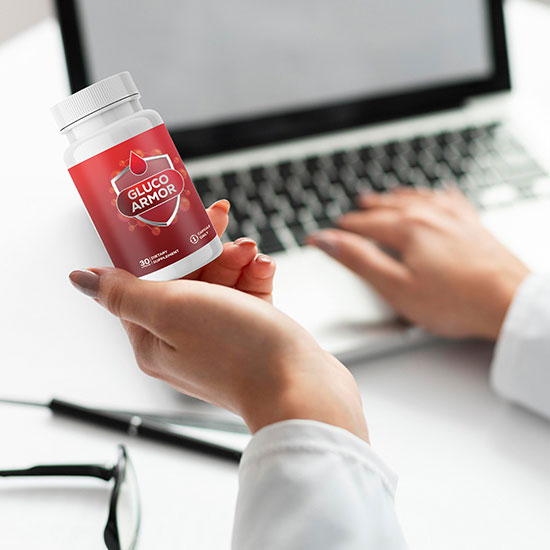 Holding Gluco Armor blood sugar supplement