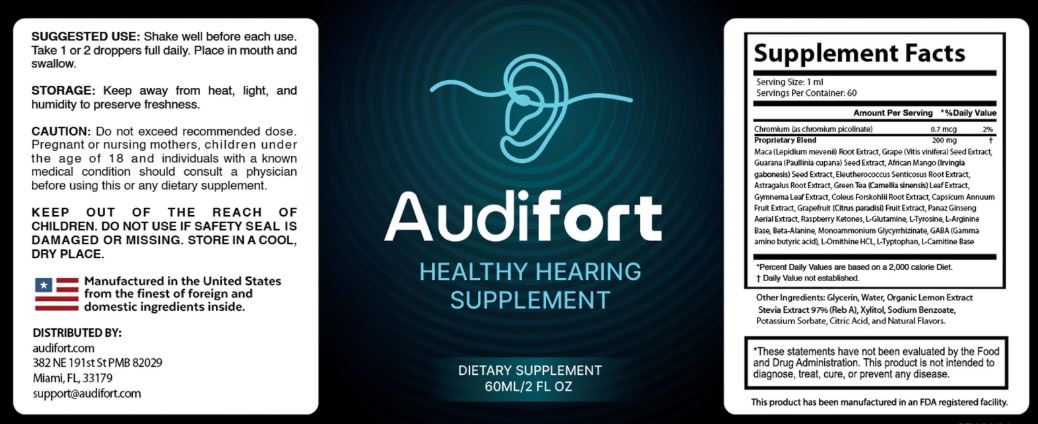 Audifort Supplement Facts — Full ingredient label