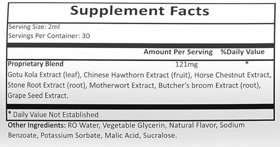 Clarexin Nutritional Label
